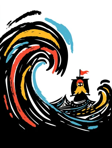 Playful Pirate Sailing a Stormy Sea Playful Pirate Sailing a Stormy Sea