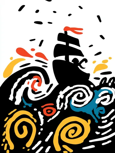 Playful Pirate Sailing a Stormy Sea Playful Pirate Sailing a Stormy Sea