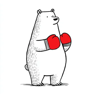 Playful Polar Bear with Boxing Gloves Playful Polar Bear with Boxing Gloves