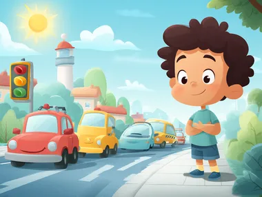 Playful Road Safety Illustration for Children Playful Road Safety Illustration for Children