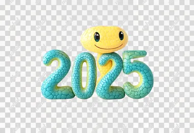 Playful Snake Coiled into '2025': A Cartoon Delight