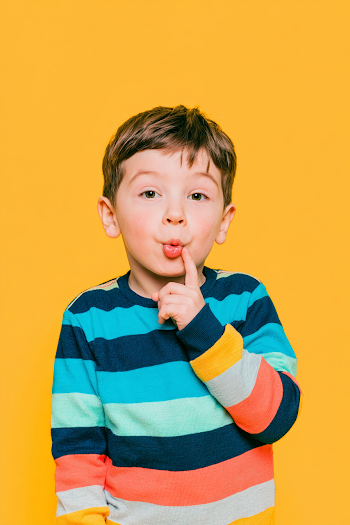 Playful Surprise: Young Boy Portrait