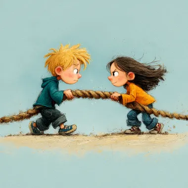 Playful Tug of War Between Two Kids Playful Tug of War Between Two Kids