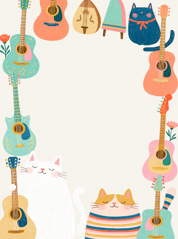 Playful Whimsical Certificate Design with Cats and Guitars