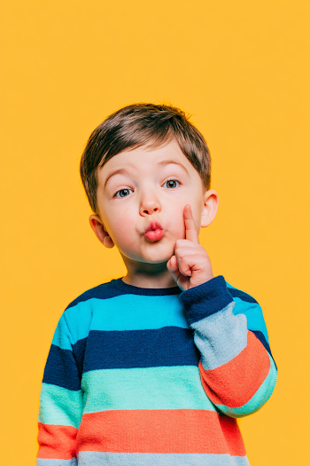 Playful Young Boy with Surprised Expression