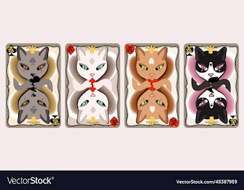 playing card kings in the form of cats