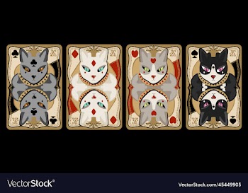 playing cards four kings with heads of cats set