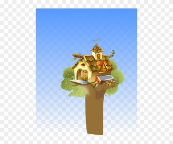 Playing, Tree, Tree House, Bird House - House On Tree Cartoon