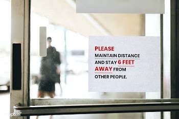 Please maintain distance and stay 6 feet away from other people paper .. | Free  photo - 2313657