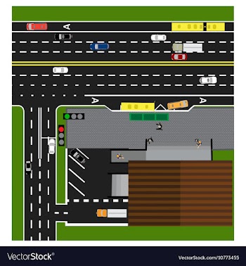 Plot road highway street with the store vector image