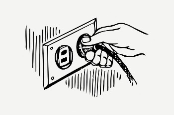 Plug collage element, black & | Free PSD Illustration - rawpixel