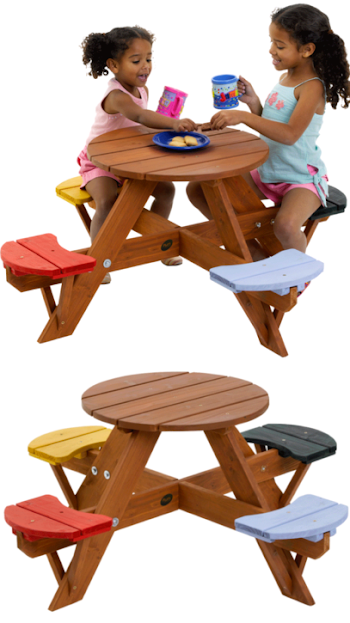 Plum Children's Circular Garden Picnic Table with Coloured Seats ...