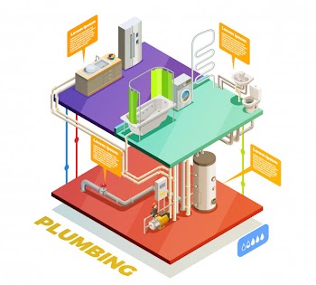 Plumbing water heating system isometric view Free Vector