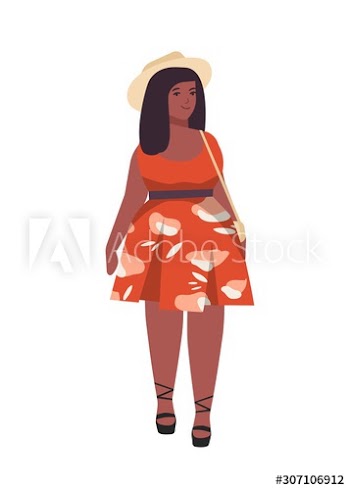 Plus size woman flat vector illustration