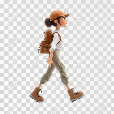 PNG 3D Animated Teenage Girl Walking with Backpack PNG 3D Animated Teenage Girl Walking with Backpack