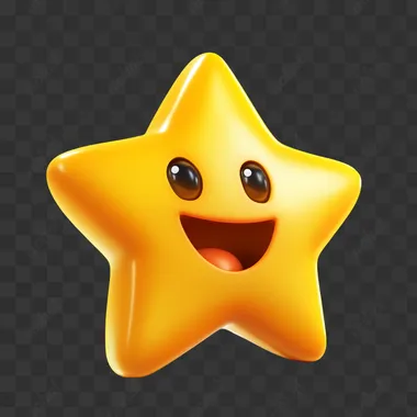 PNG 3D cartoon yellow star with smiling face for children's room decor