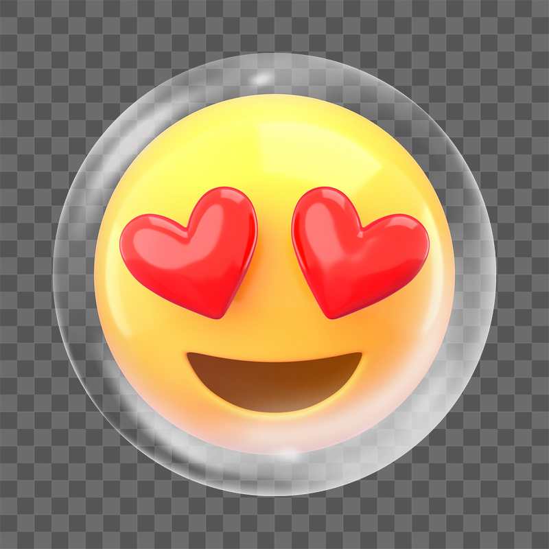 PNG 3D heart-eyes emoticon  | Free PNG - rawpixel