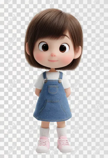 PNG 3D Pixar-Style Cartoon Girl Character PNG 3D Pixar-Style Cartoon Girl Character