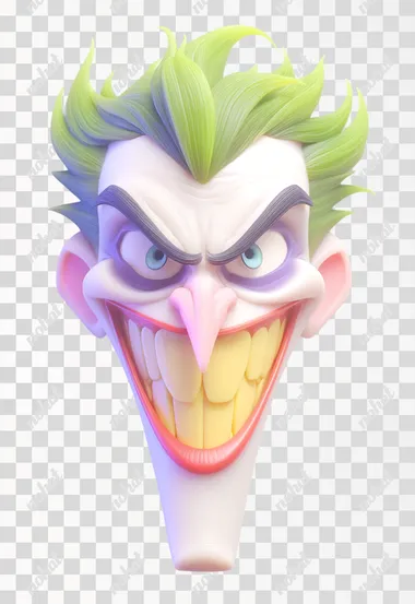 PNG 3D Pixar-Style Joker Character PNG 3D Pixar-Style Joker Character