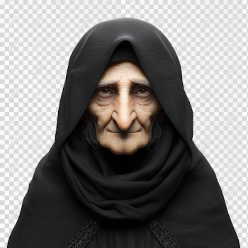 PNG 3D Render Portrait of Old Arabian Woman in Medieval Hijab
