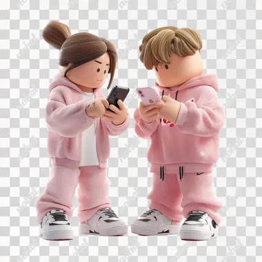 PNG 3D Roblox Characters in Pink Tracksuits PNG 3D Roblox Characters in Pink Tracksuits