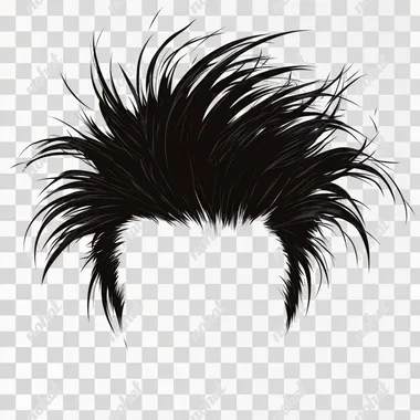 png a black and white silhouette of a man's hair