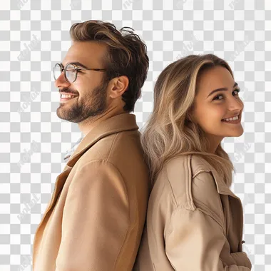 png a man and a woman wearing glasses standing next to each other