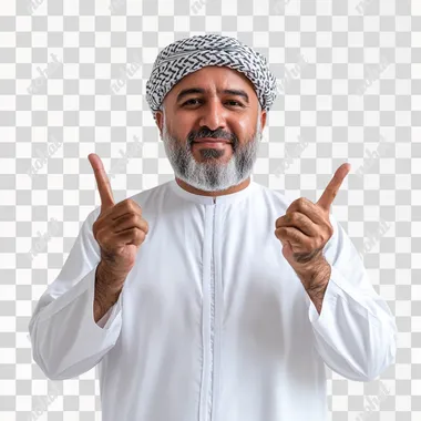 png a man in a white outfit giving a thumbs up