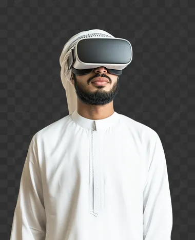 png a man wearing a white outfit and a virtual headset