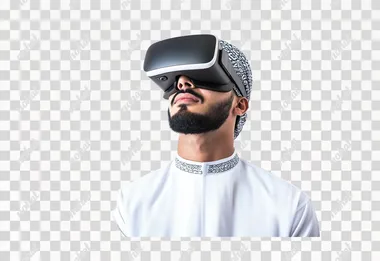 png a man with a beard wearing a virtual headset