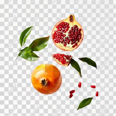 png a pomegranate, orange, and leaves