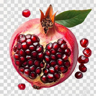 png a pomegranate with a green leaf on top of it