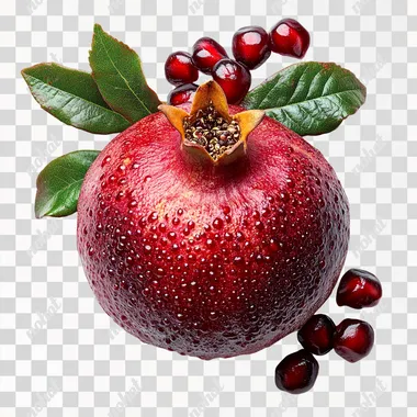 png a pomegranate with leaves and berries