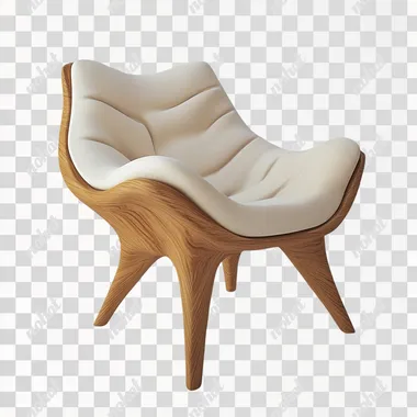 png a white chair with a wooden frame