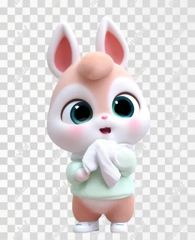 PNG Adorable 3D Cute Bunny Character with Big Eyes PNG Adorable 3D Cute Bunny Character with Big Eyes