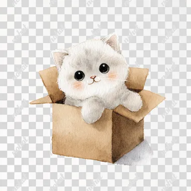 PNG Adorable Kitten Playing in a Cardboard Box PNG Adorable Kitten Playing in a Cardboard Box