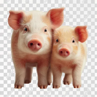 PNG Adorable Piglet Pair on White Background PNG Adorable Piglet Pair on White Background