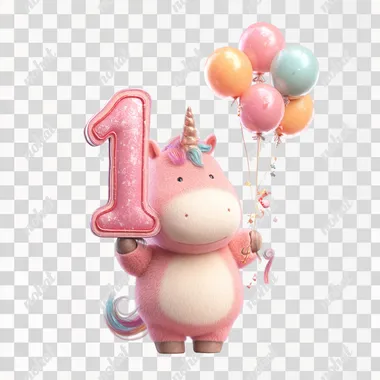 PNG Adorable Pink Unicorn Birthday Celebration PNG Adorable Pink Unicorn Birthday Celebration