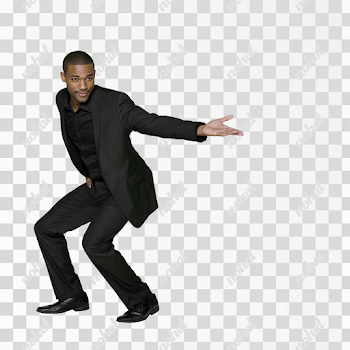 PNG Adult Black Man in Dynamic Presenter Pose