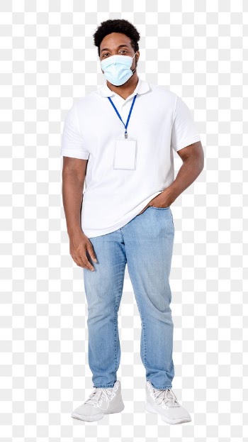 Png African man volunteer mockup wearing face… | Free stock illustration | High Resolution graphic