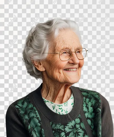 png an elderly woman wearing glasses and a sweater