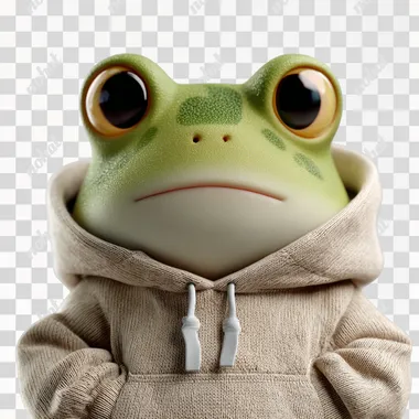 PNG Anime Style Anthropomorphic Frog in Sweatshirt PNG Anime Style Anthropomorphic Frog in Sweatshirt