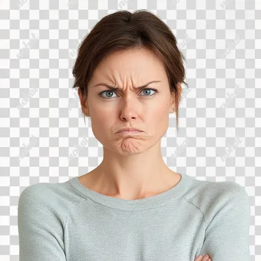 PNG Annoyed mother with concerned expression in home setting PNG Annoyed mother with concerned expression in home setting