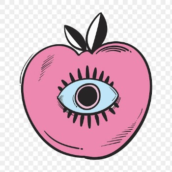 Png apple funky hand drawn doodle cartoon sticker