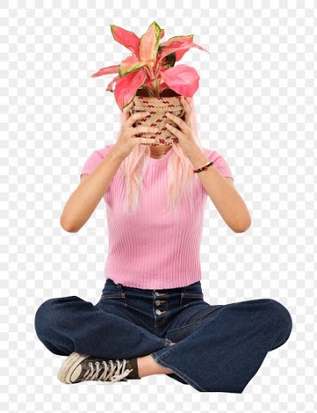 Png Asian plant lady mockup holding potted… | Free stock illustration | High Resolution graphic