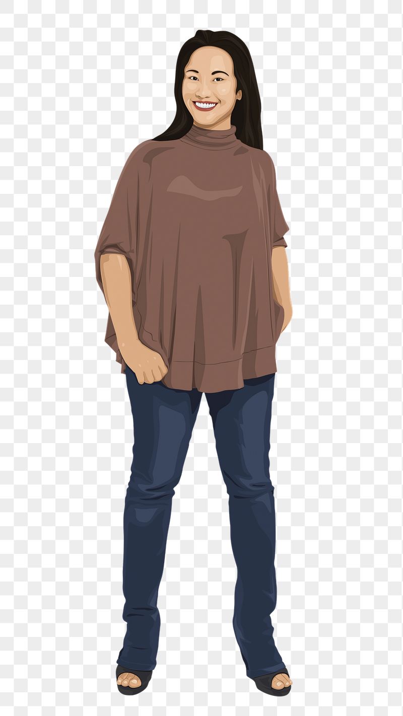 PNG asian woman sticker, standing | Free PNG - rawpixel