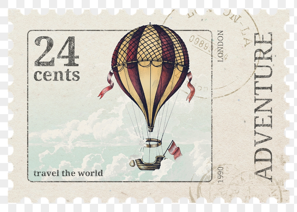 Png balloon adventure stamp sticker, | Free PNG - rawpixel