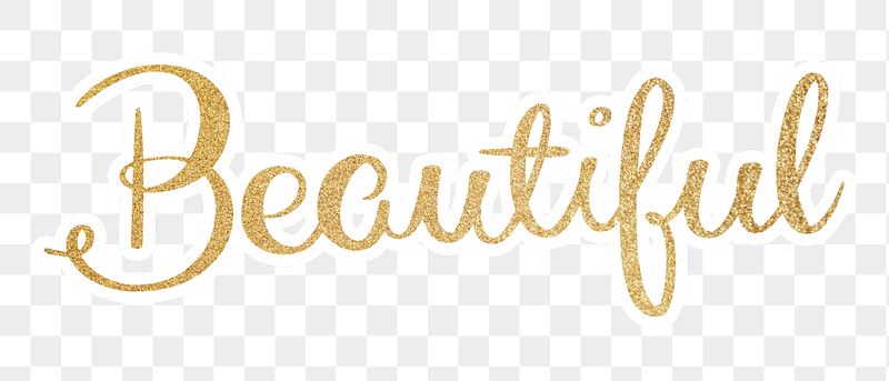 PNG beautiful word, gold glittery | Free PNG - rawpixel