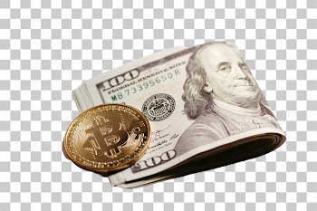 PNG Bitcoin Cryptocurrency and Dollar Bills