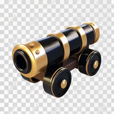 PNG Black and Gold Cannon Icon in Cartoon Style for Living Room Decor PNG Black and Gold Cannon Icon in Cartoon Style for Living Room Decor